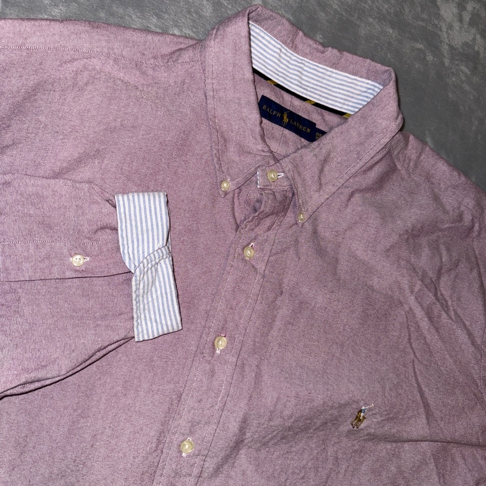 Ralph Lauren Men's 3XB Pink Button Down Shirt Long Sleeve Big & Tall‎ Cotton